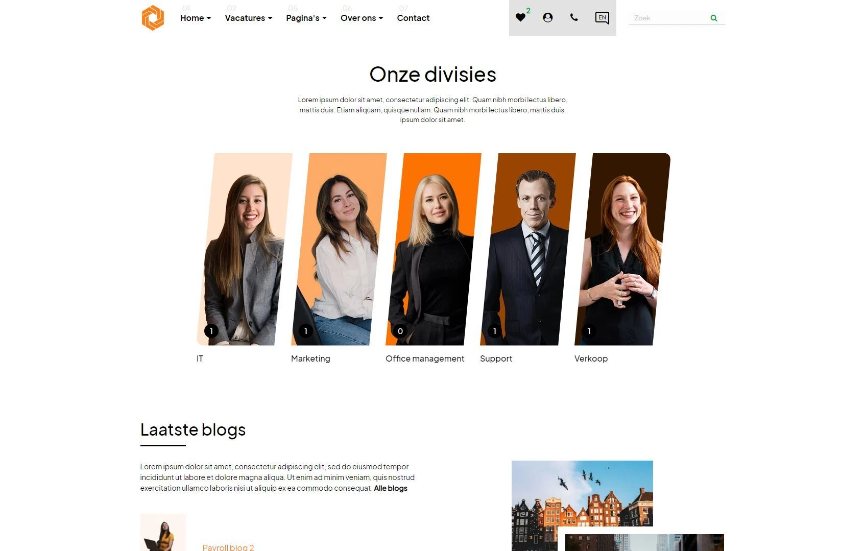 voorbeeld van pagina element omgezet naar krimpen