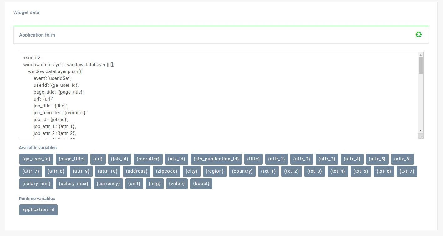 instellingen pagina element