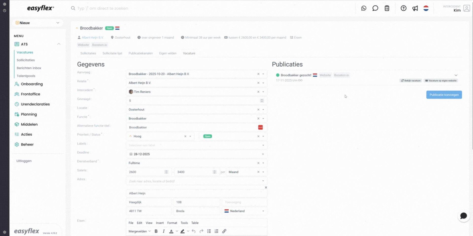 Adding job text in Easyflex